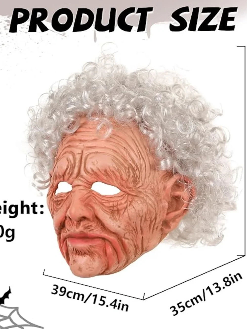 Realistic Old Lady Mask Wig Halloween Latex Costume Elderly Grandma Face Mask